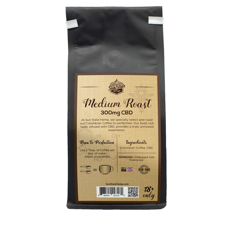 CBD Infused Ground Coffee 300mg Medium Roast Copper