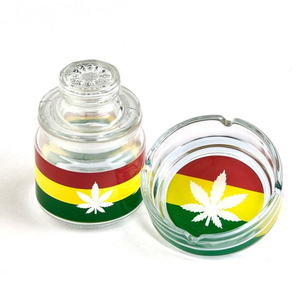 rasta stash jar and ashtray