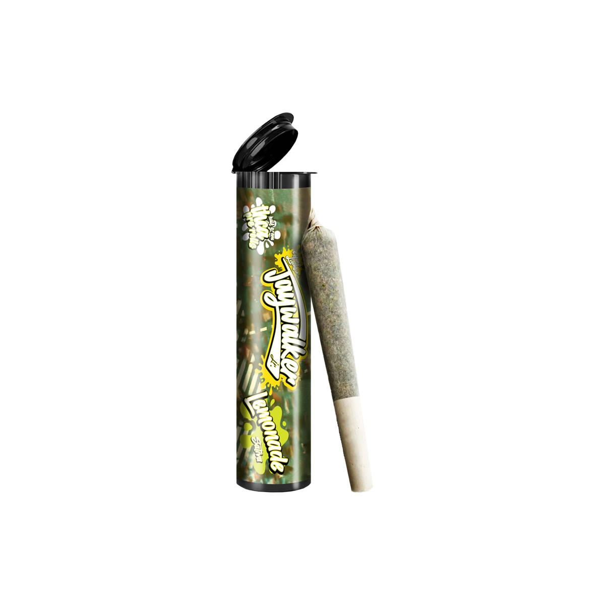Jaywalker Lemonade THCA 0.5g pre-roll in protective tube featuring premium indoor-grown sativa hemp flower.